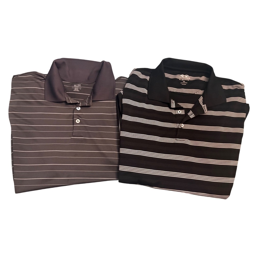 Lot of 2 Mens Golf Polos Champion C9 Duo Dry & Snake Eyes Players Striped XXL 2X